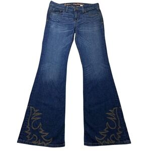 Cruel Denim Hannah Jeans 31/11 XL Y2K Western Embroidered Flare Dark Wash Boho